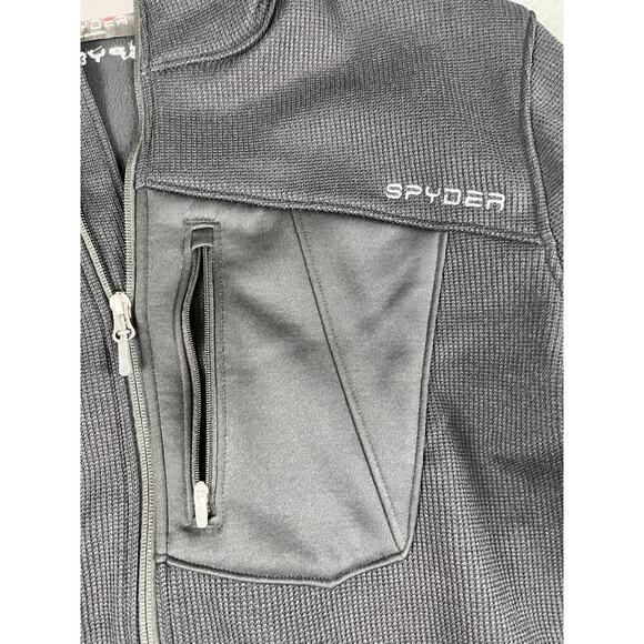 Spyder Men's Black Full Zip Fleece Jacket XL Athletic Performance Fit * - Picture 4 of 9